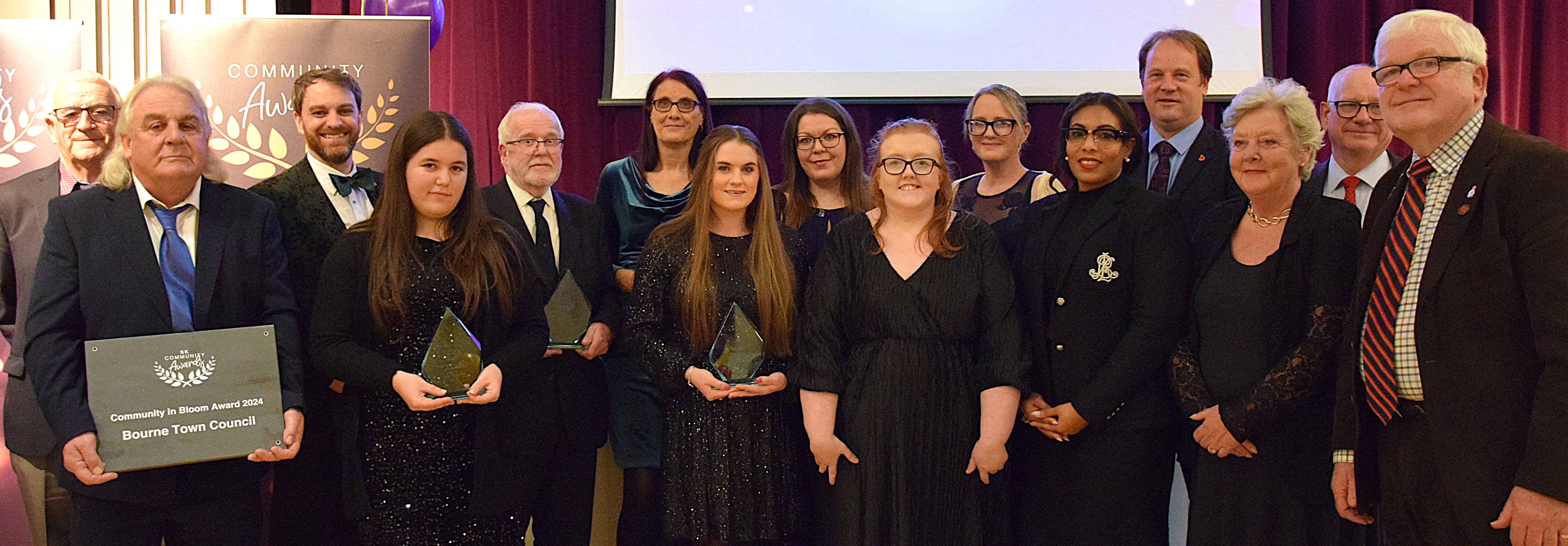 SKDC 2024 Community Award winners with Cabinet members at the ceremony in Bourne