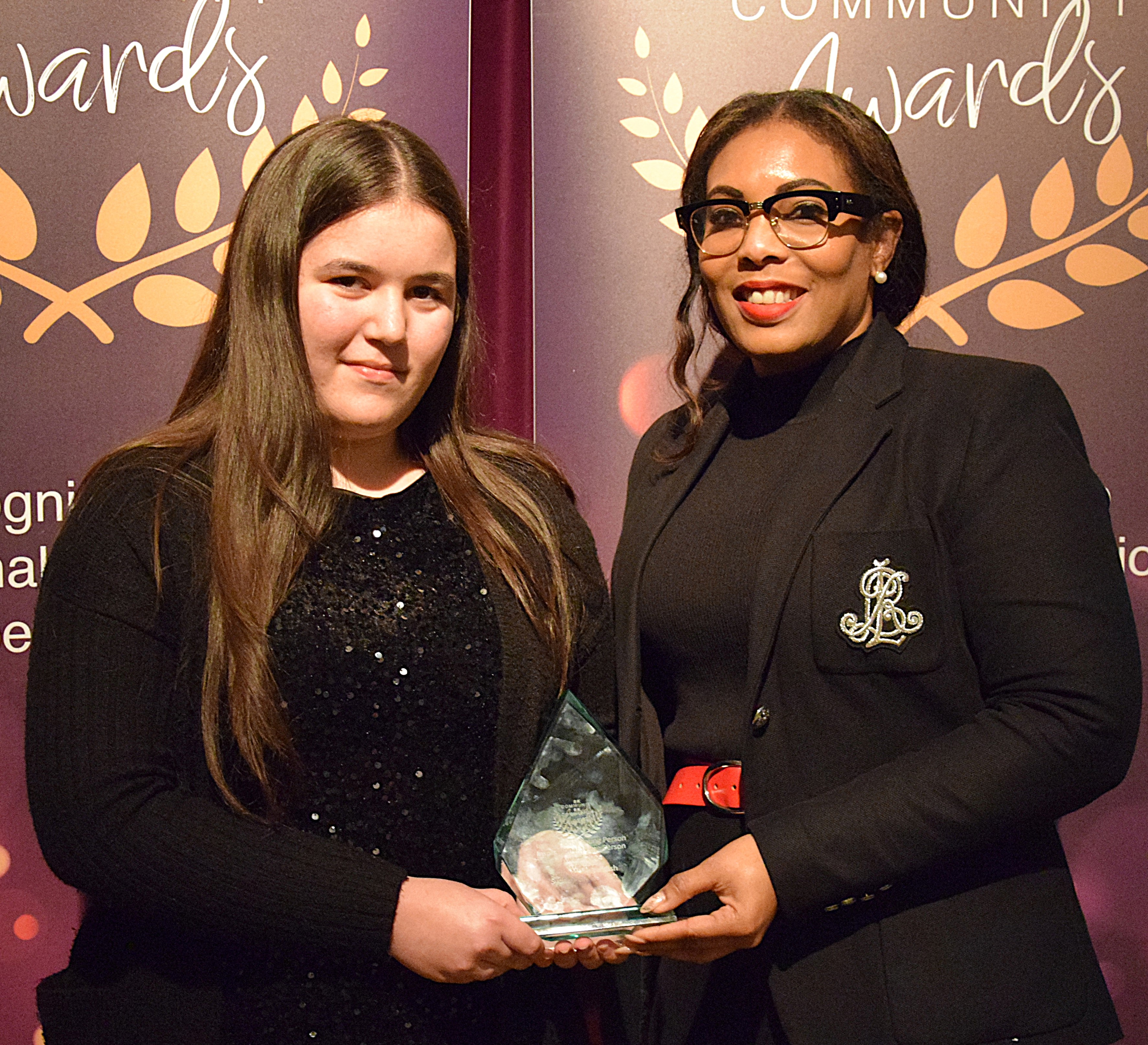 Cllr Rhea Rayside and Inspirational Young Person Award winner Sydney-Lily Reddish