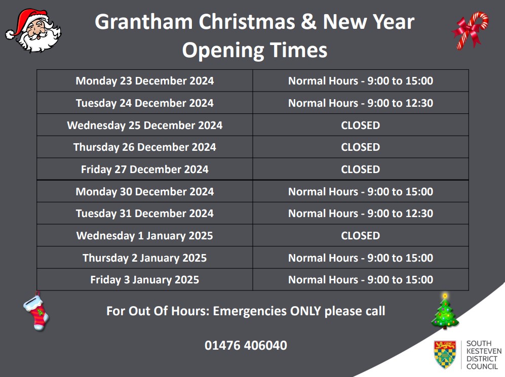 Grantham Customer Services Christmas Opening Hours 2024