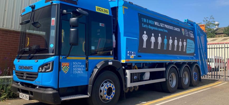 Prostate cancer awareness waste collection vehicle